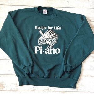 Unisex XL Crewneck Sweatshirt Emerald Green Pie Piano Graphic Print X Large